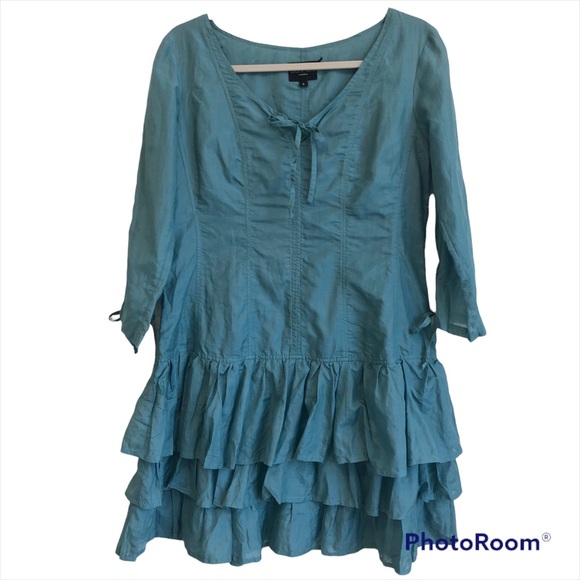 Olars Ulta Sweden Green Silk Blend Tunic Dress Sz. S - Picture 1 of 8